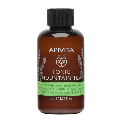 gel de baño con aceites esenciales tonic mountain tea 75ml | apivita