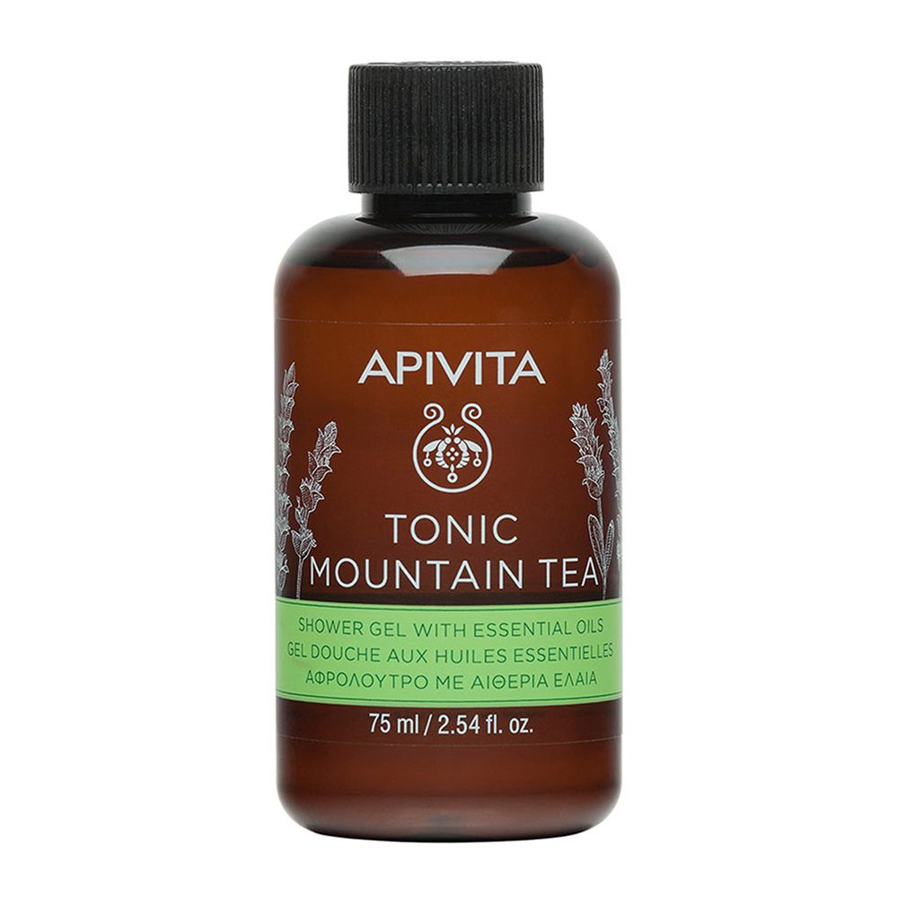 Gel de baño con aceites esenciales Tonic Mountain Tea – 75ml | APIVITA