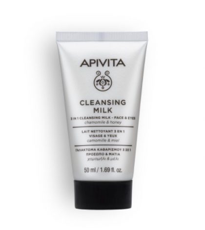 leche limpiadora 3 en 1 – rostro y ojos formato viaje 50ml | apivita