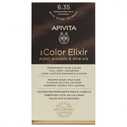 tinte my color elixir n 6.35 rubio oscuro dorado caoba | apivita